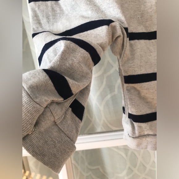 Ralph Lauren size 9 months navy & gray stripe polo long sleeves one-piece romper - Picture 2 of 6